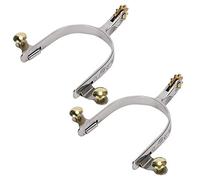 Rjrjc Stainless Steel Horse Spurs, Compact Lightweight and Durable, West Cowboy Style, with Brass Rowel and Belt Button for Equestrian Riders