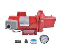RJS-100-PREM 1 HP Shallow Well Jet Pump, 23 GPM 115/230V Cast Iron Pump for Home Irrigation & Agriculture #602208, Red Mixizap