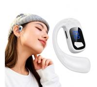 RJSQAQE Bluetooth Headset,Wireless Bluetooth Earpiece with Noise Canceling Mic,26Hrs Talk Single-Ear Headphones,LED Display, 180° Rotation,V5.4 Hand-Free Earphone for Running/Workout/Driving (White)