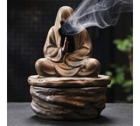 RJSQAQE Ceramic Buddha Incense Burner,Home Ceramic Zen Incense Holder Burner for Cone and Coil,Incense Burner Holder Zen Decor with Buddha Statue Design