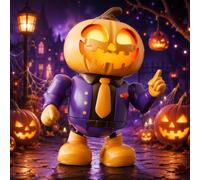 RJSQAQE Dancing Halloween Robot Pumpkin Toy with Music and LED Eyes,Fun Interactive Sensory Toy for Youngsters, & Adult Gifts, Animated Skeleton Robot,Perfect Halloween Party Decoration (pumpkin)