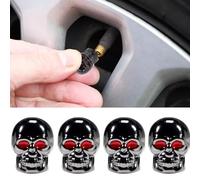 RJSQAQE Valve Caps,Dust Caps for Car Tyres,4 Pcs Valve Caps Skull Skull Valve Stem Caps Skull Tire Stem Valve Covers for Any Automobile Bicycle Motorcycle Lightweight (grey)
