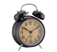 rjuwurv 4' Loud Alarm Twin Bell Alarm Clock, Night Light, Desk Clock Table Alarm Clock Bedroom Alarm Clock(Black)