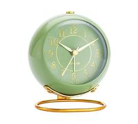 rjuwurv Metal Desk Clock, Retro Bedroom Table Vintage Analog Alarm Clock, Silent Non-Ticking Gold Clock, Bedside Décor(Olive-Green)
