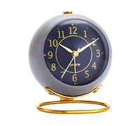 rjuwurv Metal Desk Clock, Retro Bedroom Table Vintage Analog Alarm Clock, Silent Non-Ticking Gold Clock, Bedside Décor(Sinor Gray)