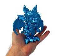 RJW Design Store Cute Mini Dragons Series 1 - Articulated Dragon Fidget Toy Stress Relief for Adults & Children - 3D Printed Dragon (Blizzard Dragon)