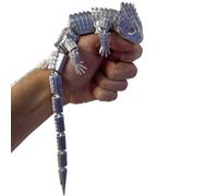 RJW Design Store Large Reptile Fidget - Articulated Lizard, Anxiety Stress Relief, ADHD & Autism Friendly Bearded Dragon Fidget Pet (Silver)