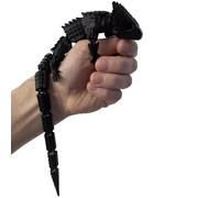 RJW Design Store Large Reptile Fidget - Articulated Lizard, Anxiety Stress Relief, ADHD & Autism Friendly Bearded Dragon Fidget Pet (Black)