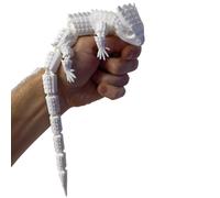 RJW Design Store Large Reptile Fidget - Articulated Lizard, Anxiety Stress Relief, ADHD & Autism Friendly Bearded Dragon Fidget Pet (White)