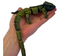 RJW Design Store Large Reptile Fidget Toy - Articulated Lizard, Anxiety Stress Relief, ADHD & Autism Friendly Bearded Dragon Fidget Pet (Golden Spec)