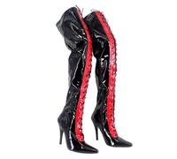 RJXGECUF High Heels 12cm over the Knee Boots Dancing Shoes Pointed To Siletto Lace Up,Black-39