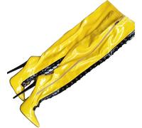 RJXGECUF High Heels 18cm over-the-knee Pole Dancing Boots Pointed Toe Patent Leather Siletto Heels,Yellow-37