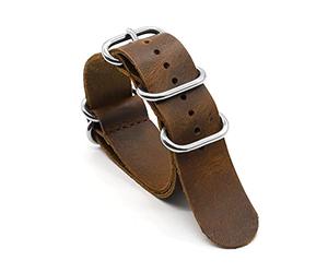 RJXIUETN - 18mm 20mm 22mm 24mm NATO Leather Band Replacement Strap Comfortable Handmade