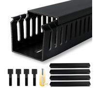 RJYKVS Cable Raceway, 95" Open Slot Cable Management Kit with Upgraded Snap Structure,Wire Cover Cord Hider for Under Desk&Industrial Network/PC/TVs- 23.6" X 1.97" X 2.4" X 4PCS (LWH,Black)