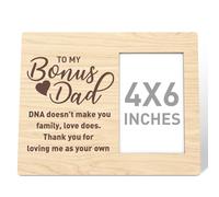 RJYMK Bonus Dad Gift Wood Photo Frame, DNA Doesn't Make You Family Love Does, Christmas Birthday Father's Day Picture Frame Gifts for Step Dad Stepfather from Daughter Son Best Stepdad Ever Gift