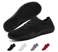 RJYWGS Barefoot Shoes Women Tennis Gym Slip On Sneakers Walking Workout Running Zero Drop Trail Lightweight Casual Wear Minimalist Shoes, All Black, 5 UK