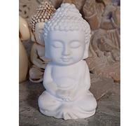 RK Collections 2" Mini Buddha Statue | Idol | Decorative Figurine in Pristine White Finish in Meditation Pose. Small Serene Statue.