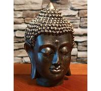 RK Collections 6" Meditating Buddha Bust Head Statue in Elegant Black with Bronzed Finish. Premium Statue Made of Marble Powder.