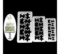 RK-HYTQWR 3 Pieces Plastic Jigsaw Cake Mold Chocolate Cookie Cutter Fondant Decoration Tool,Puzzle Figure Fondant Mould,White