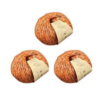 RK-HYTQWR 3X 50G Hand-Woven Alpaca Colorful Soft Crochet Baby Warm Diy Knitting Wool Yarn,Alpaca Wool Yarn,Sugar Orange