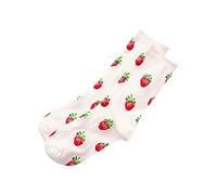 RK-HYTQWR Kawaii Sweet Women'S Socks Funny Cute Cream Candy Color Milk Strawberry Socks For Girl Japanese Harajuku Funny Socks Calcetines Mujer,Strawberry Tube Cotton Socks,Strawberry White