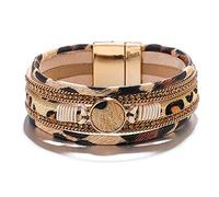 RK-HYTQWR Leopard Wrap Bracelets For Women Multilayer Wide Cheetah Print Cuff Bangle Women,Leopard Print Bracelet
