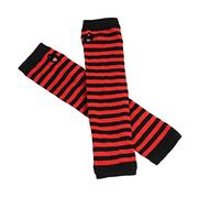 RK-HYTQWR Women Winter Cable Knitted Long Fingerless Gloves Striped Thumbhole Arm Warmers,Red Stripe Sleeve,Red Stripes