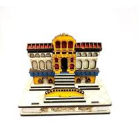RK NAUTICAL INSTRUMENT Badrinath Temple 3D Replica, Handmade Religious Decor, Traditional Indian Pooja Mandir Model, Yellow and White