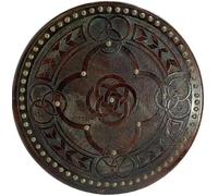 RK NAUTICAL INSTRUMENT Medieval Round Viking Shield, Celtic Design, Brown Wooden LARP Targe
