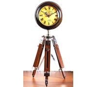 RK NAUTICAL INSTRUMENT Vintage Style Tripod Clock, Victoria Station London Design, Wood and Metal Stand, Antique Brown