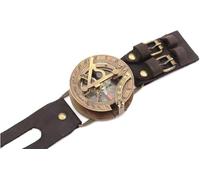RK Nautical Vintage Sundial Compass with Leather Band, Antique Bronze, Wearable Navigation Instrument
