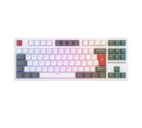 RK R87 Wired Mechanical Keyboard 87 RGB Backlit Customizable Keycaps Hot-swappable Gamer Keyboard With Dust Cover Compatible With Various Devices(Portuguese White)