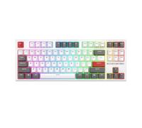 RK R87 Wired Mechanical Keyboard 87 RGB Backlit Customizable Keycaps Hot-swappable Gamer Keyboard With Dust Cover Compatible With Various Devices(English White)