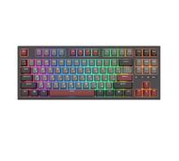 RK R87 Wired Mechanical Keyboard 87 RGB Backlit Customizable Keycaps Hot-swappable Gamer Keyboard With Dust Cover Compatible With Various Devices(Russian Black)