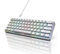 RK ROYAL KLUDGE 60% Mechanical Keyboard RK61 CNC, Wired Gaming Keyboard Aluminum Frame, Programmable RGB Backlit 61 Keys Ultra-Compact, Hot Swappable Gateron Red Switch, White