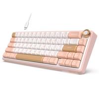 RK ROYAL KLUDGE R65 Wired Mechanical Keyboard with Knob, 60% Percent QMK/VIA US Layout RGB Backlit Gasket Mount Gaming Keyboard with PBT Keycaps, MDA Profile, 66 Keys Hot Swappable Cream Switch, Pink