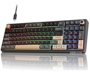 RK ROYAL KLUDGE R98 Pro Mechanical Keyboard, 96% Wired Gaming Keyboard RGB Backlit with Number Pad and Volume Knob, Gasket Mount, MDA Profile US Layout PBT Keycaps, Hot Swap Pre-lubed Linear Switch
