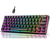 RK ROYAL KLUDGE RK61 Wired 60% Mechanical Gaming Keyboard RGB Backlit Ultra-Compact Hot Swappable Red Switch Black