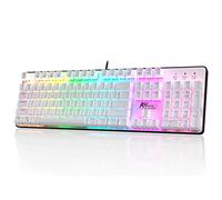 RK ROYAL KLUDGE RK920 Full Size Mechanical Keyboard, Rainbow Backlit Gaming Keyboard, 104 Keys Wired Mechanical Keyboard with Number Pad, Quite Red Switch