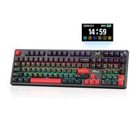 RK ROYAL KLUDGE S104 Wireless Mechanical Keyboard with Screen & Metal Knob | 101 Keys Full Size Top Mount RGB Gaming Keyboard, 8000mAh Battery, Tri-Mode BT/2.4GHz/USB-C, Hot Swap Custom Linear Switch