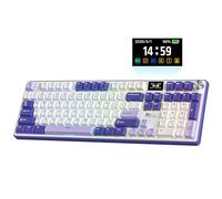 RK ROYAL KLUDGE S104 Wireless Mechanical Keyboard with Screen & Metal Knob | Full Size Gaming Keyboard with 8000mAh Battery, RGB Backlit Hot Swappable Pre-lubed Switches,Creamy Sound Computer Keyboards