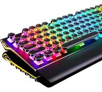 RK ROYAL KLUDGE Typewriter Gaming Keyboard Retro Mechanical Keyboard RGB Backlit,108 Keys Full Anti-Ghosting Round Keycaps, Detachable Wrist Rest LED Side Lamp Anti-Slip Rubber Feet. (Red Switch)