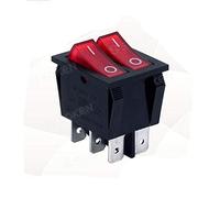 RK1-22 Button Rocker Switch Double Electrical Switch for Baking Pan and Warmer Oil Heater 6 pins with Lamp On-Off 16A 250VAC 2-pack