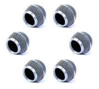 RK143G SM58 Replacement Grille for Shure SM58 Dynamic Vocal Microphone, with Insert Windscreen, Silver Color, 6 Pack