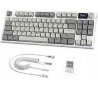 RK86 RGB 75% Wireless Gasket Mechanical Keyboard,Triple Mode Bluetooth5.0/2.4G/USB-C 82 Keys Hot Swappable Gaming Keyboard 4000 mAH Battery w/Knob & 1.2'' HD OLED Display,Custom Linear Switches