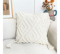 RKAAS HOME Boho Tassel Style Tufted Decorative Square Cushion Covers for Living Room Sofa Couch Bed 45cm x 45cm 18x18 Inches (Pack of 1 - Design 10)