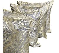RKAAS HOME Decorative Luxury Jacquard Silk Soft Designer Square Cushion Cover for Living Room Sofa Couch Bed 45cm x 45cm 18x18 Inches ((Pack of 4 - Endless Pattern - Gold)