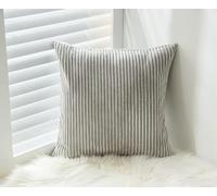 RKAAS HOME Pack of 2 Super Soft Decorative Luxurious Corduroy Square Cushion Cover for Living Room Sofa Couch Bed 55cm x 55cm 22x22 Inches (Pack of 2 - Silver Grey)