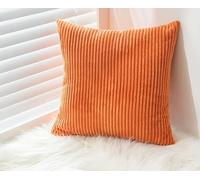 RKAAS HOME Pack of 2 Super Soft Decorative Luxurious Corduroy Square Cushion Cover for Living Room Sofa Couch Bed 55cm x 55cm 22x22 Inches (Pack of 2 - Orange)