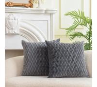 RKAAS HOME Pack of 2 Super Soft Decorative Luxurious Dutch Velvet Square Cushion Covers for Living Room Sofa Couch Bed 55cm x 55cm 22x22 Inches (Pack of 2 - Scissors Grey)